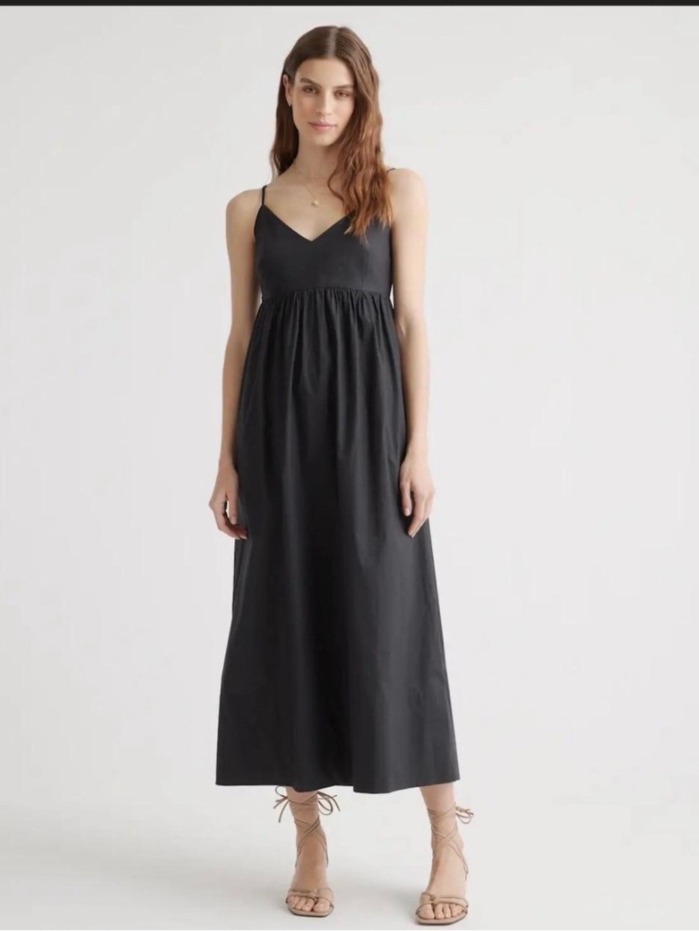 Quince Black V-Neck Spaghetti Strap Maxi Dress - Picture 1 of 7